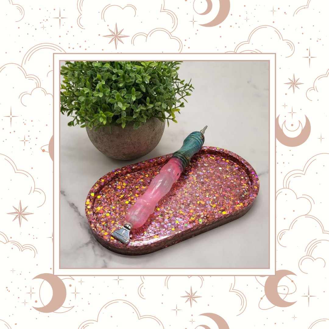 La Vie En Rose Glitter Trinket Tray, Tray for Jewelry, Tray for Crafting, Diamond Painting Tray, Pencil Tray, Beading Tray - La Vie En Rose