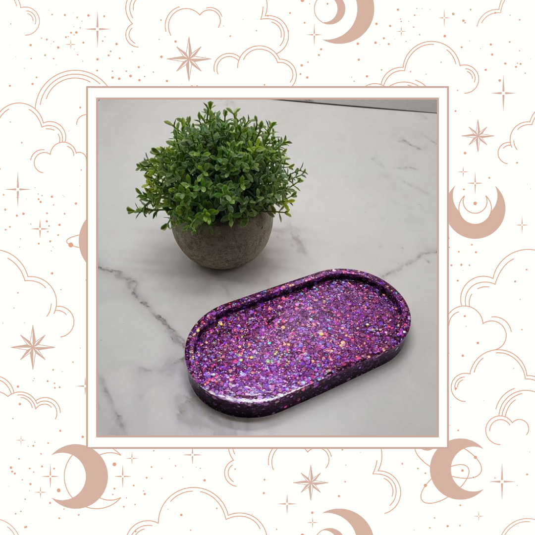 Sugar Plum Glitter Trinket Tray, Tray for Jewelry, Tray for Crafting, Diamond Painting Tray, Pencil Tray, Beading Tray - Sugar Plum