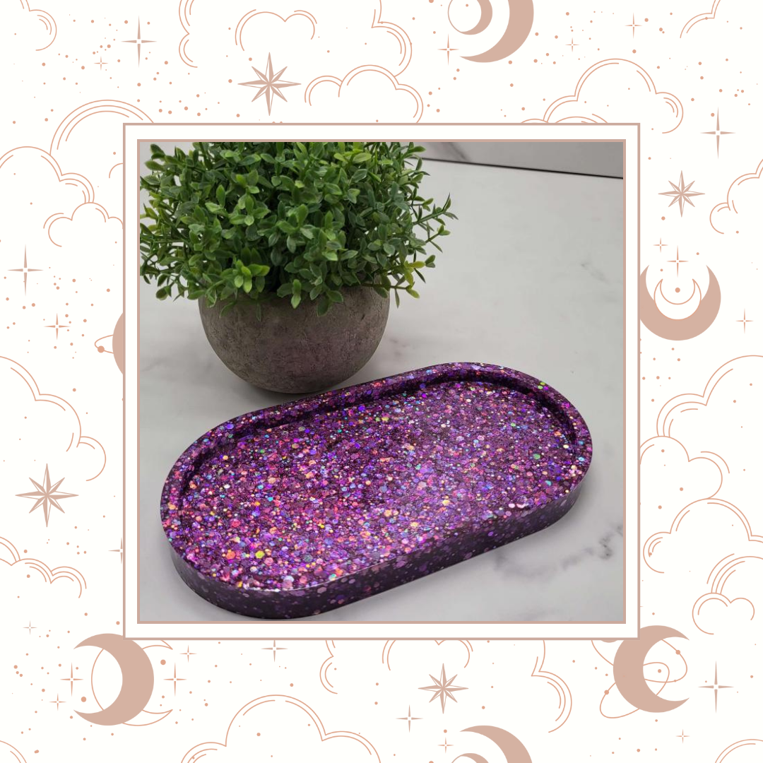 Sugar Plum Glitter Trinket Tray, Tray for Jewelry, Tray for Crafting, Diamond Painting Tray, Pencil Tray, Beading Tray - Sugar Plum