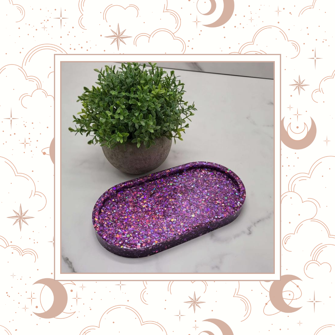 Sugar Plum Glitter Trinket Tray, Tray for Jewelry, Tray for Crafting, Diamond Painting Tray, Pencil Tray, Beading Tray - Sugar Plum