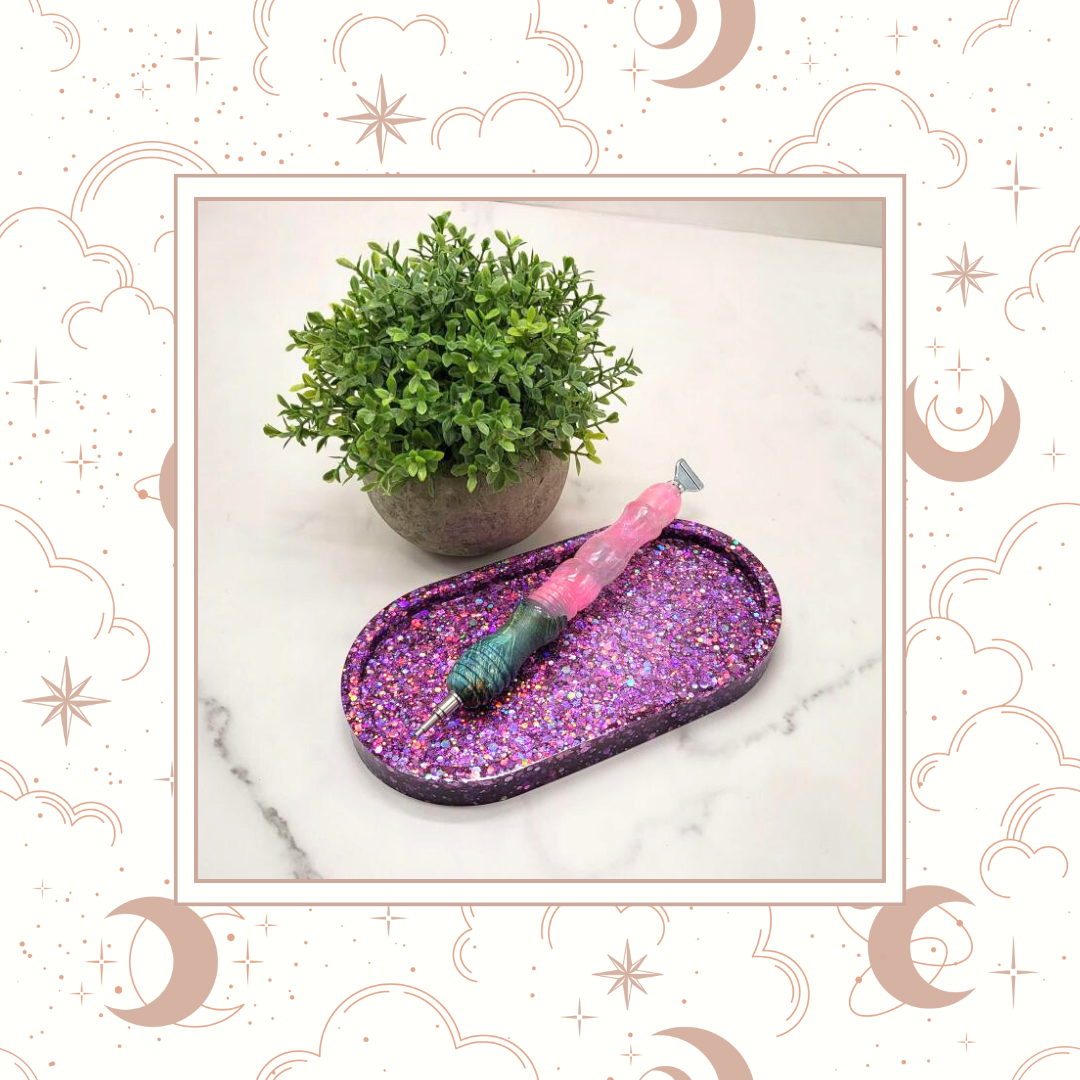 Sugar Plum Glitter Trinket Tray, Tray for Jewelry, Tray for Crafting, Diamond Painting Tray, Pencil Tray, Beading Tray - Sugar Plum