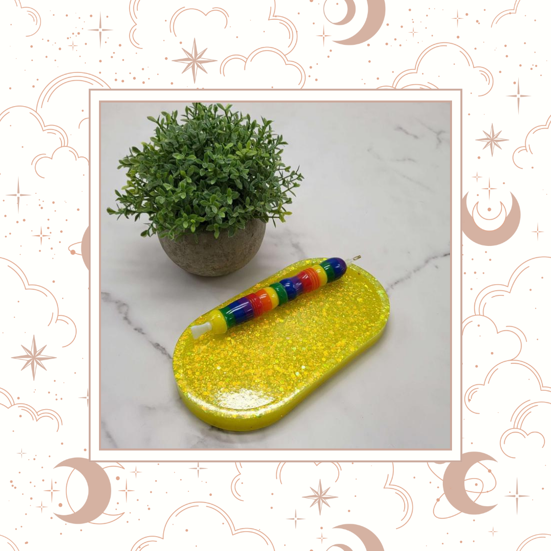 Lemon Drop Glitter Trinket Tray, Tray for Jewelry, Tray for Crafting, Diamond Painting Tray, Pencil Tray, Beading Tray - Lemon Drop