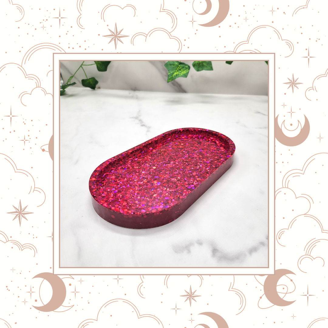 Be Mine Glitter Trinket Tray, Tray for Jewelry, Tray for Crafting, Diamond Painting Tray, Pencil Tray, Beading Tray - Made to Order