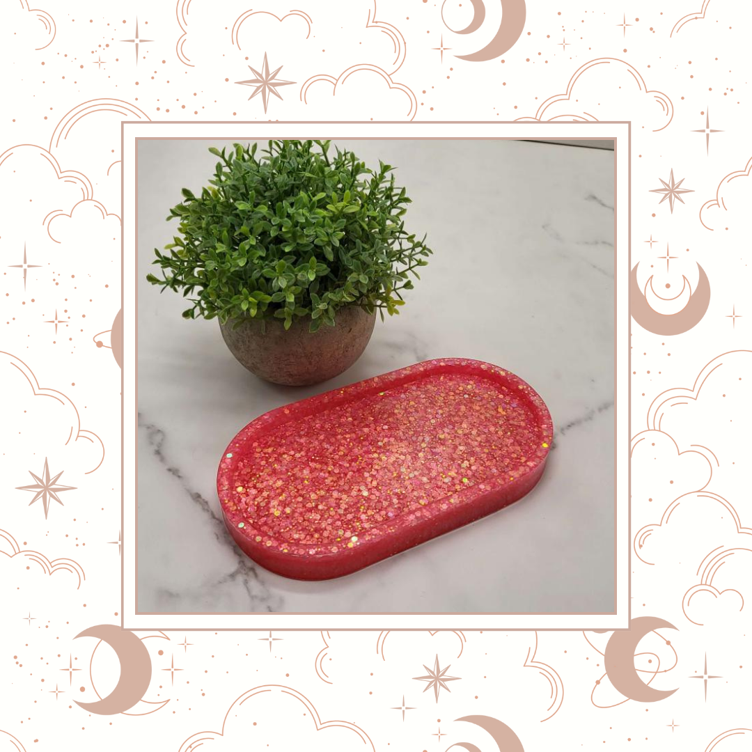 Malibu Glitter Trinket Tray, Tray for Jewelry, Tray for Crafting, Diamond Painting Tray, Pencil Tray, Beading Tray - Malibu