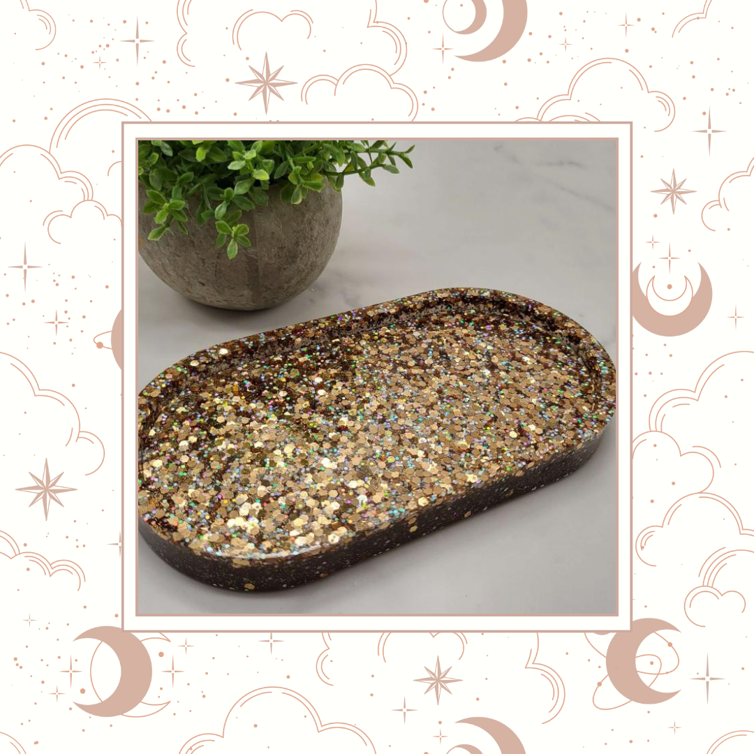 Roaring 20's Glitter Trinket Tray, Tray for Jewelry, Tray for Crafting, Diamond Painting Tray, Pencil Tray, Beading Tray - Roaring 20's
