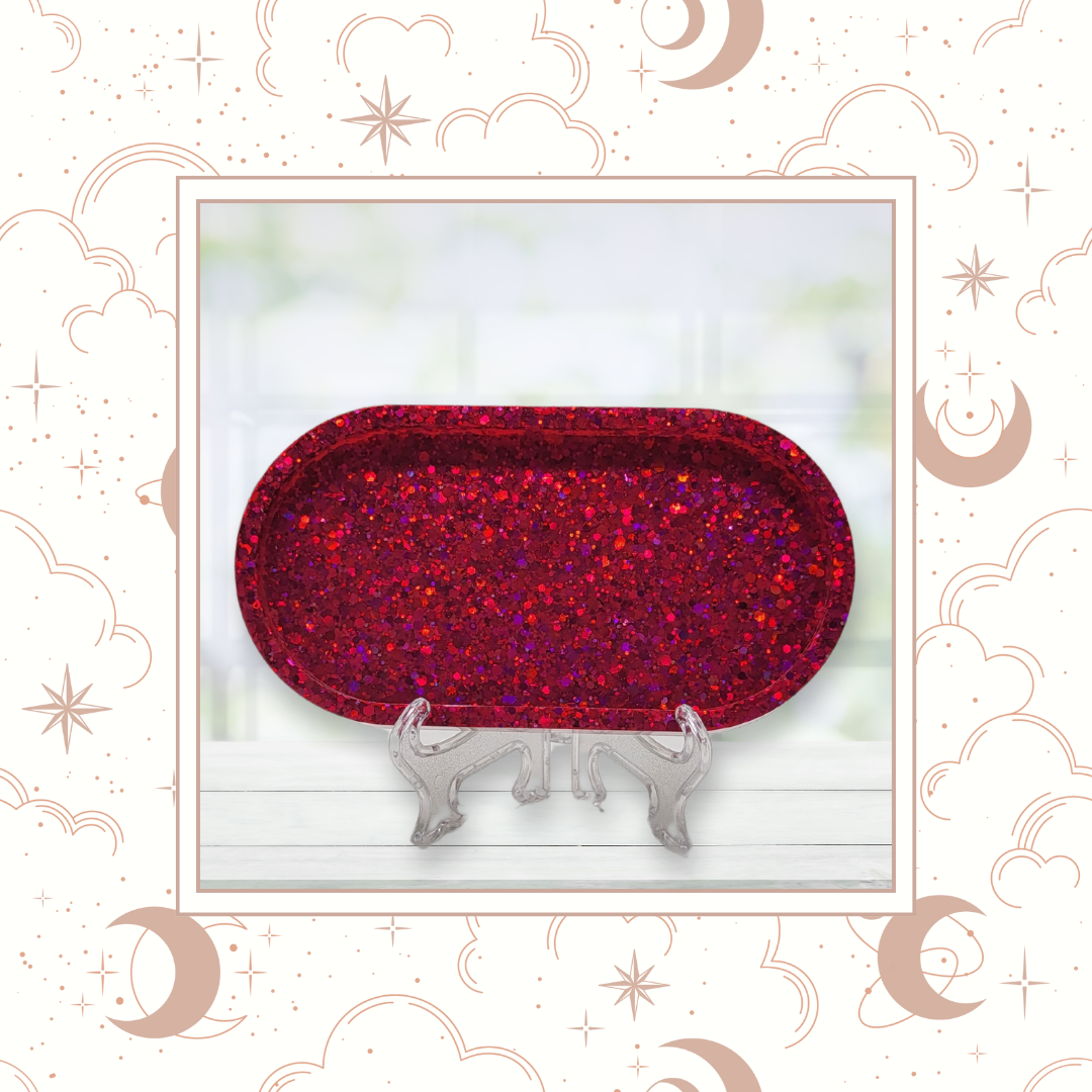Be Mine Glitter Trinket Tray, Tray for Jewelry, Tray for Crafting, Diamond Painting Tray, Pencil Tray, Beading Tray - Made to Order