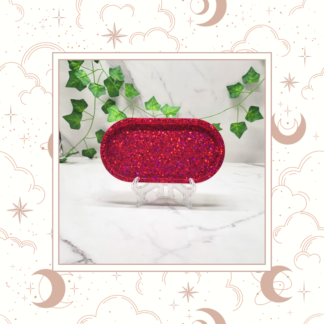 Be Mine Glitter Trinket Tray, Tray for Jewelry, Tray for Crafting, Diamond Painting Tray, Pencil Tray, Beading Tray - Made to Order