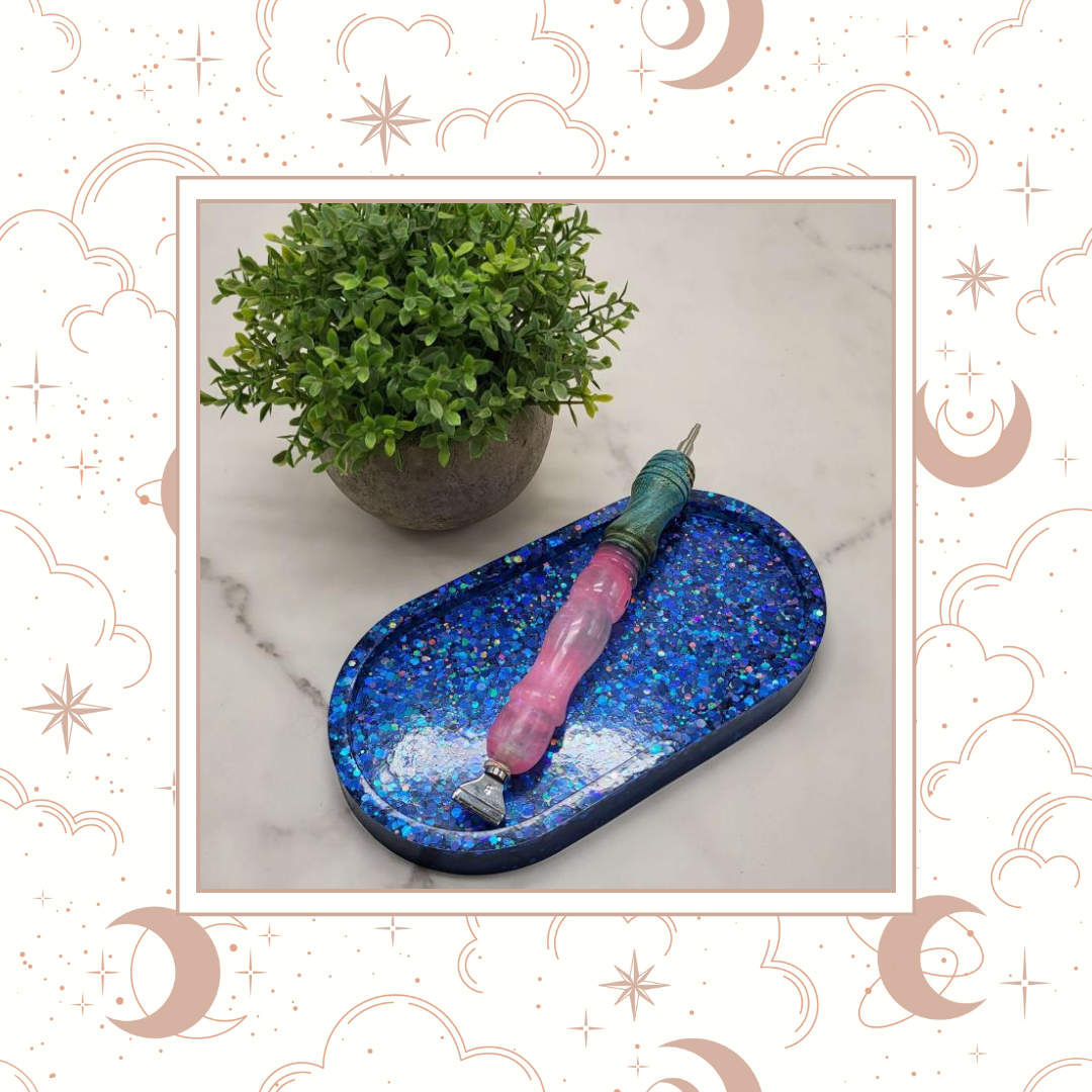 Ocean Sapphire Glitter Trinket Tray, Tray for Jewelry, Tray for Crafting, Diamond Painting Tray, Pencil Tray, Beading Tray - Ocean Sapphire