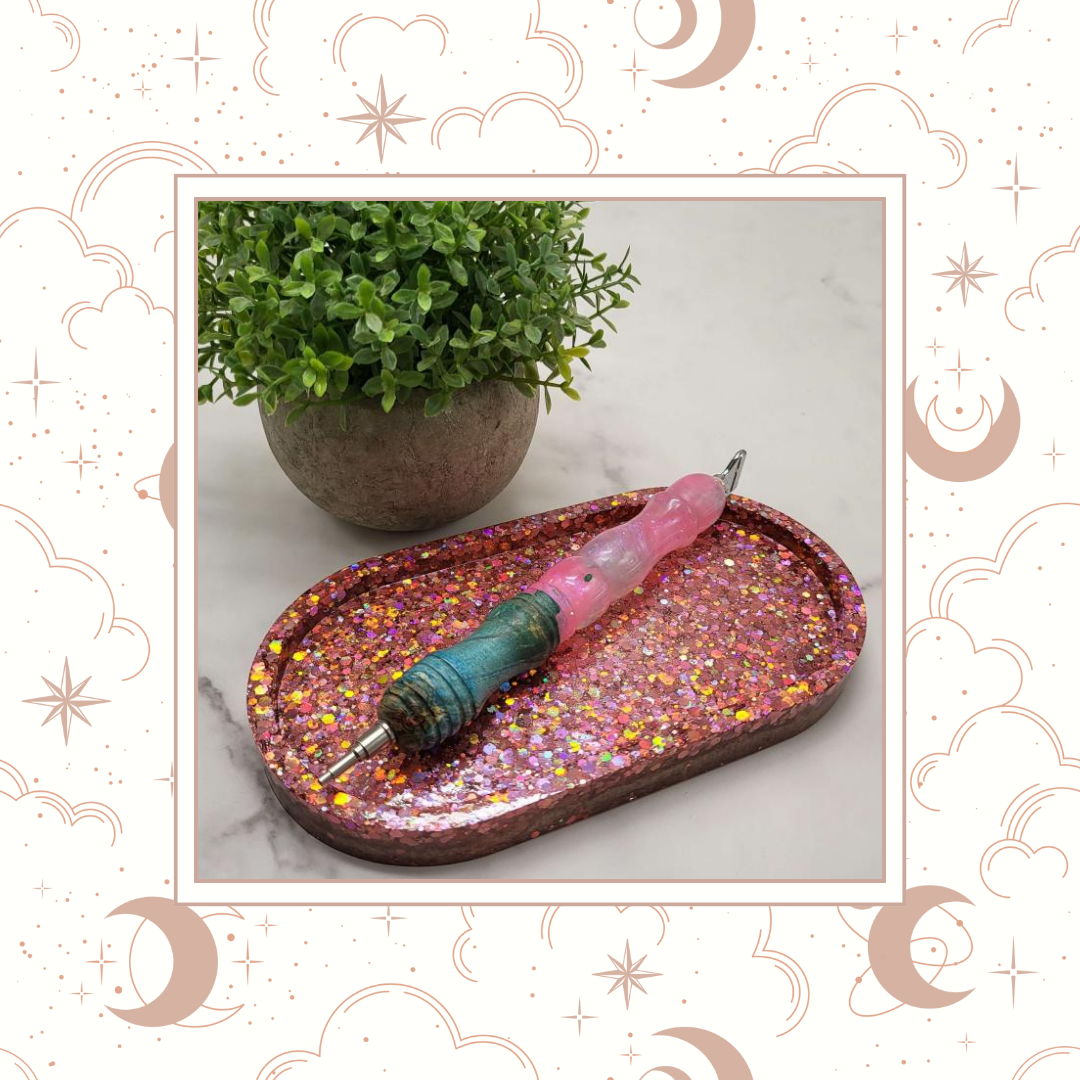 La Vie En Rose Glitter Trinket Tray, Tray for Jewelry, Tray for Crafting, Diamond Painting Tray, Pencil Tray, Beading Tray - La Vie En Rose