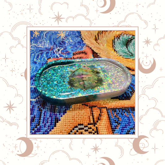 "Twilight Toadstool" Glitter Trinket Tray, Tray for Jewelry, Tray for Crafting, Diamond Painting Tray, Pencil Tray, Beading Tray - Special Release Tray (Copy)