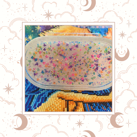 "M-O-U-S-E Sprinkles" Glitter Trinket Tray, Tray for Jewelry, Tray for Crafting, Diamond Painting Tray, Pencil Tray, Beading Tray - Special Release Tray