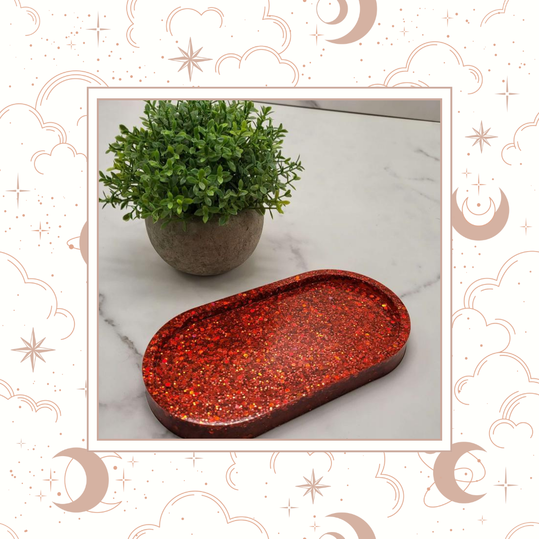 Ruby Slipper Glitter Trinket Tray, Tray for Jewelry, Tray for Crafting, Diamond Painting Tray, Pencil Tray, Beading Tray - Ruby Slipper