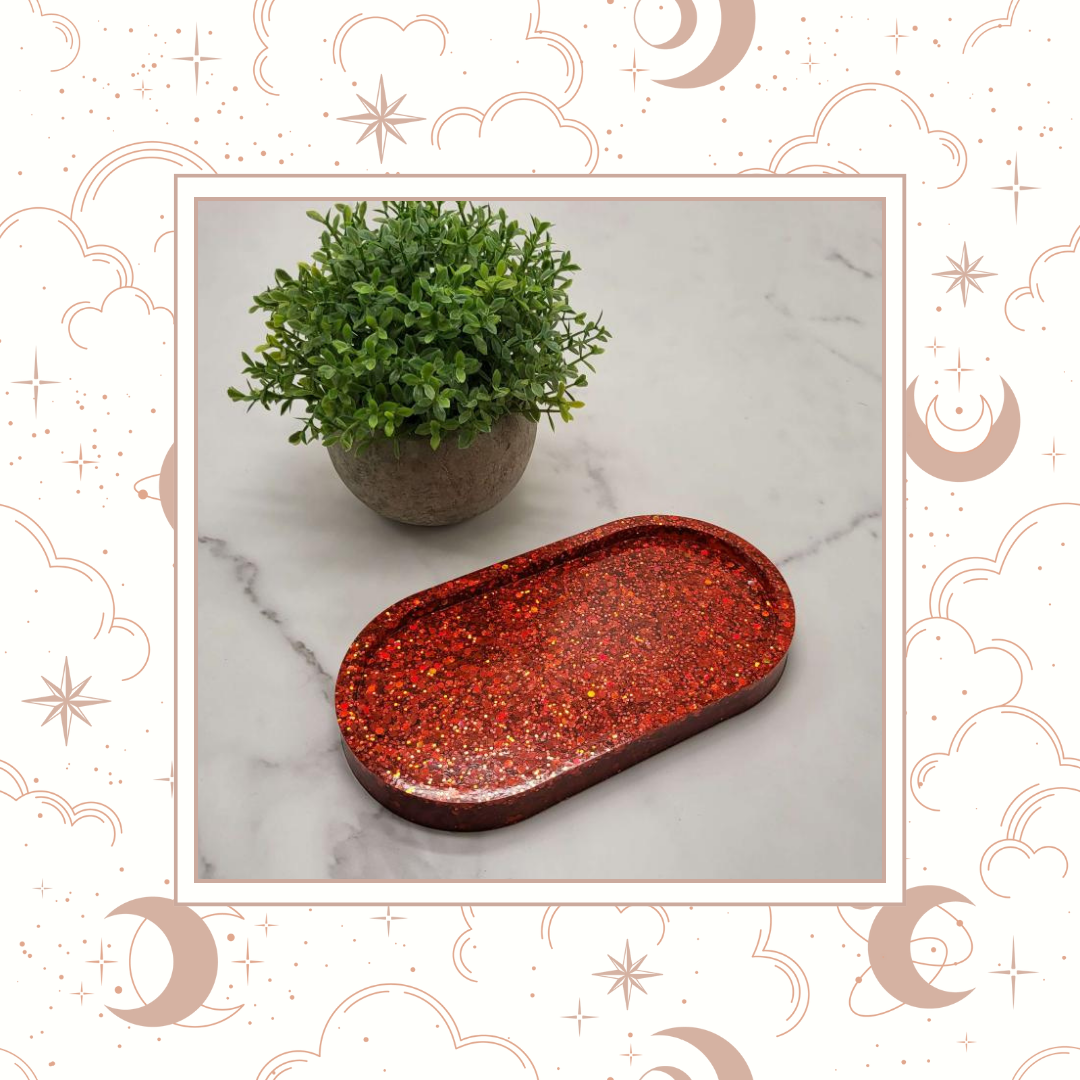 Ruby Slipper Glitter Trinket Tray, Tray for Jewelry, Tray for Crafting, Diamond Painting Tray, Pencil Tray, Beading Tray - Ruby Slipper