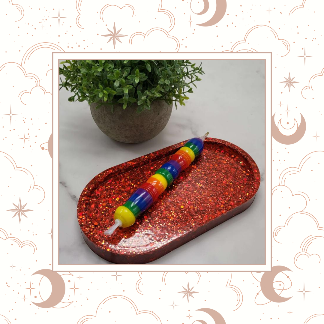 Ruby Slipper Glitter Trinket Tray, Tray for Jewelry, Tray for Crafting, Diamond Painting Tray, Pencil Tray, Beading Tray - Ruby Slipper