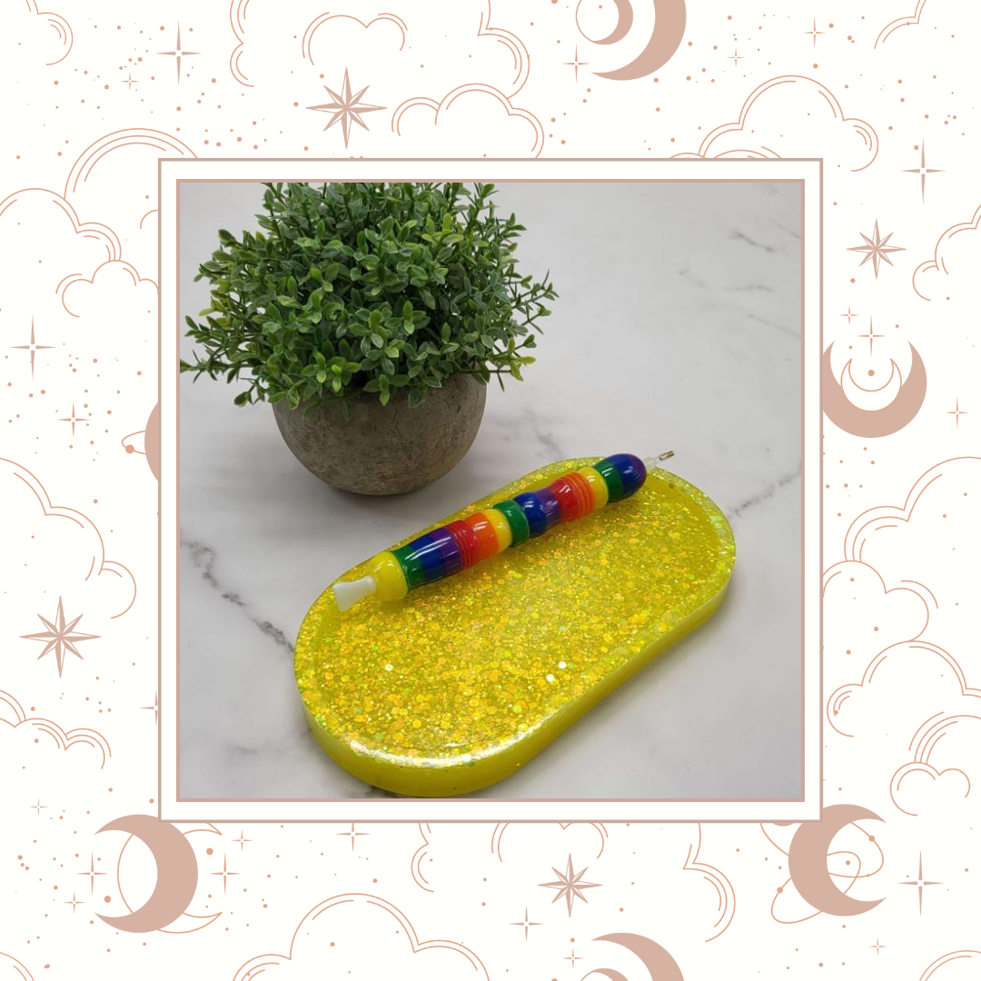 Lemon Drop Glitter Trinket Tray, Tray for Jewelry, Tray for Crafting, Diamond Painting Tray, Pencil Tray, Beading Tray - Lemon Drop
