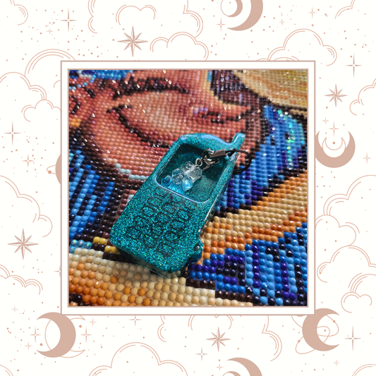 Diamond Painting Cover Minder (Trash Minder) - Cellphone with charm (teal)