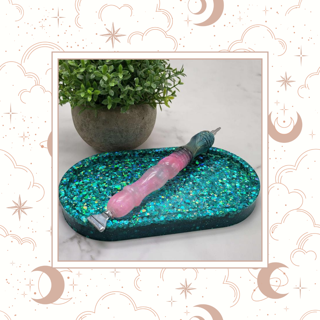 Sea Teal Glitter Trinket Tray, Tray for Jewelry, Tray for Crafting, Diamond Painting Tray, Pencil Tray, Beading Tray