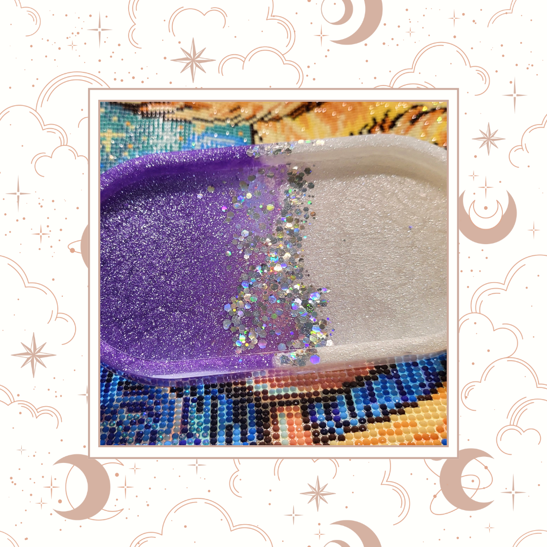 "Frosted Violet" Glitter Trinket Tray, Tray for Jewelry, Tray for Crafting, Diamond Painting Tray, Pencil Tray, Beading Tray - Special Release Tray